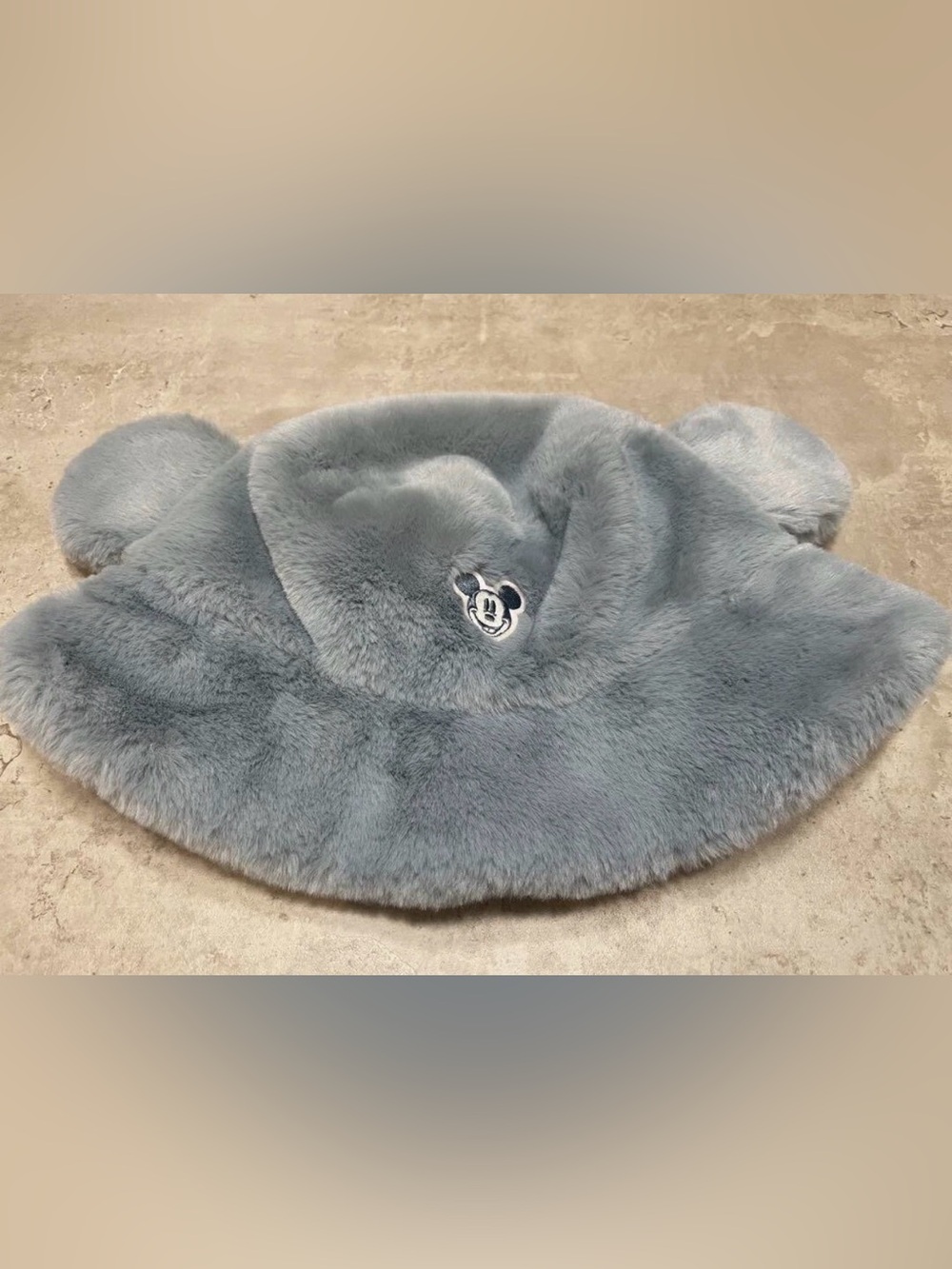Tokyo Disney Resort Mickey Mouse Blue Fluffy Bucket Hat Ears Japan Used